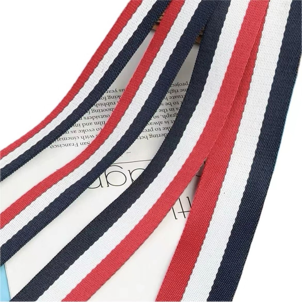 Earthy Tone Brown Grey White Striped Polyester Webbing For Handbag Bag Straps